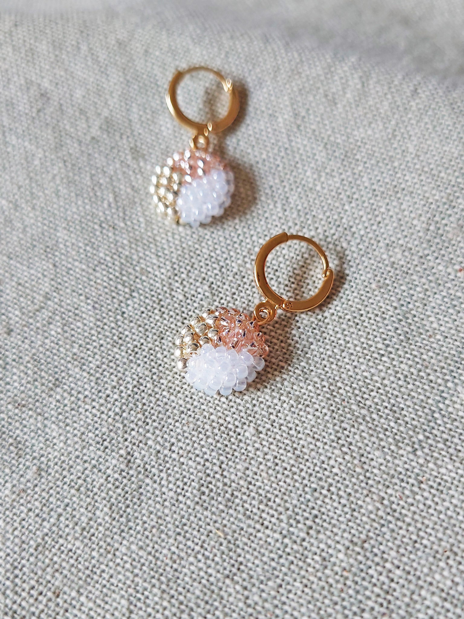 Trio Pendant Earrings in Champagne Pink Single