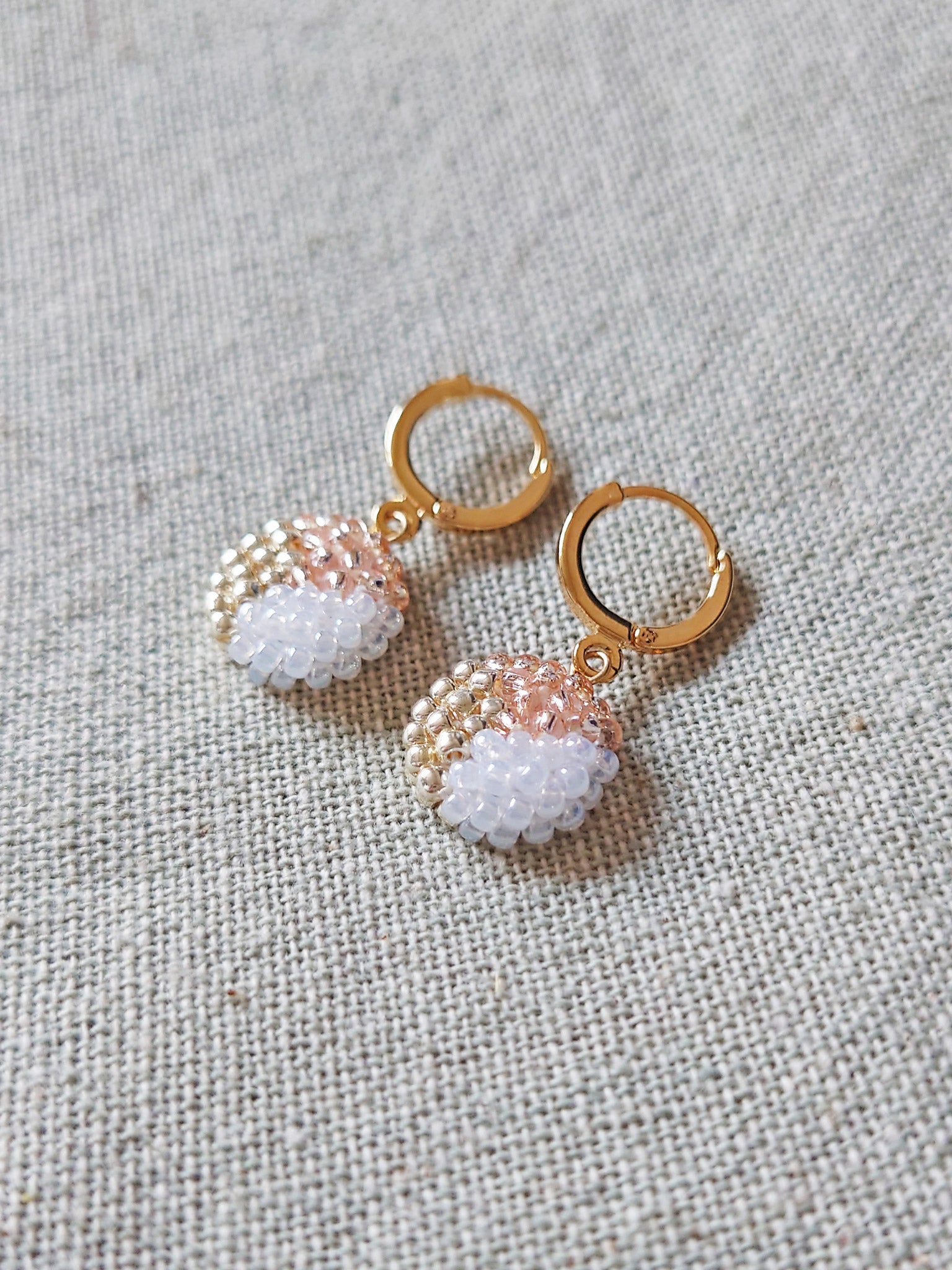 Trio Pendant Earrings in Champagne Pink Top