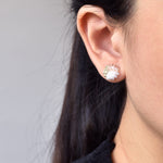 Trio Stud Earrings in Champagne Pink Model