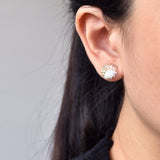 Trio Stud Earrings in Champagne Pink Model
