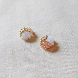 Trio Stud Earrings in Champagne Pink Top
