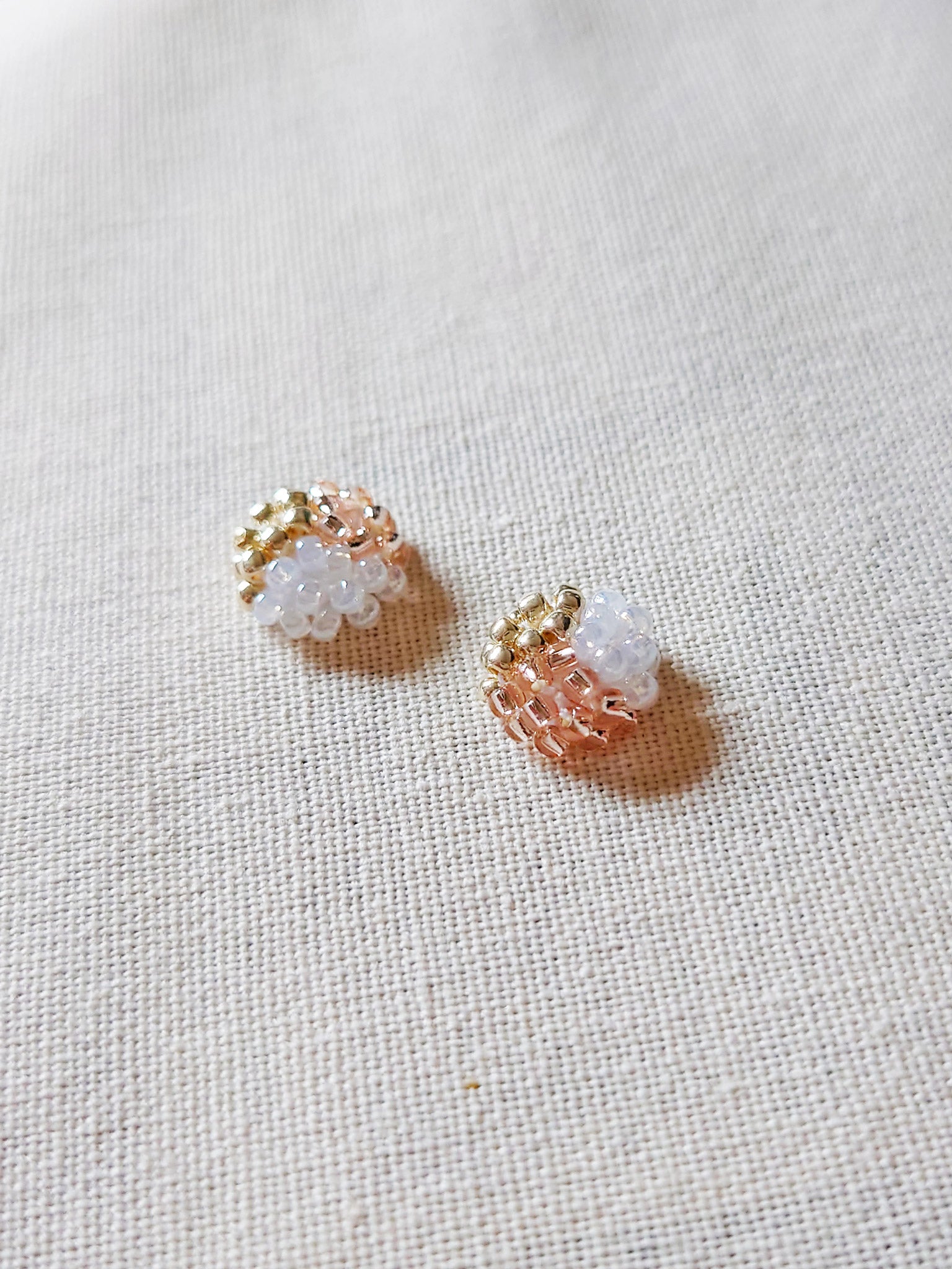 Trio Stud Earrings in Champagne Pink Top
