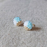Trio Stud Earrings in Blue Front