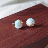 Trio Stud Earrings in Blue Left