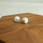 Trio Stud Earrings in Mint Green Front 2