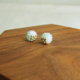 Trio Stud Earrings in Mint Green Front 2