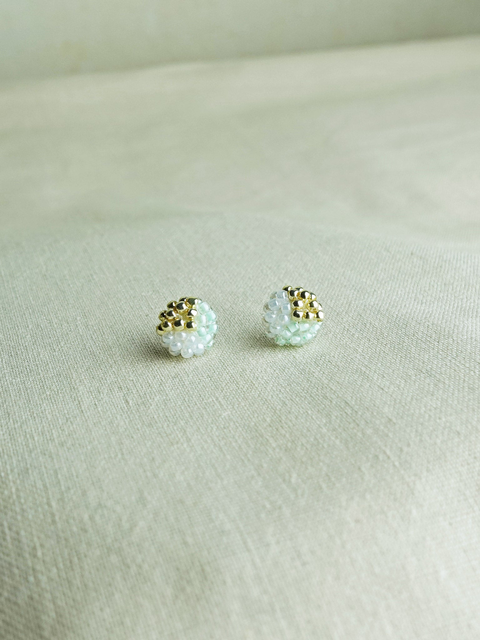 Trio Stud Earrings in Mint Green Front 3