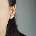 Trio Stud Earrings in Mint Green Model