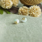 Trio Stud Earrings in Mint Green Side