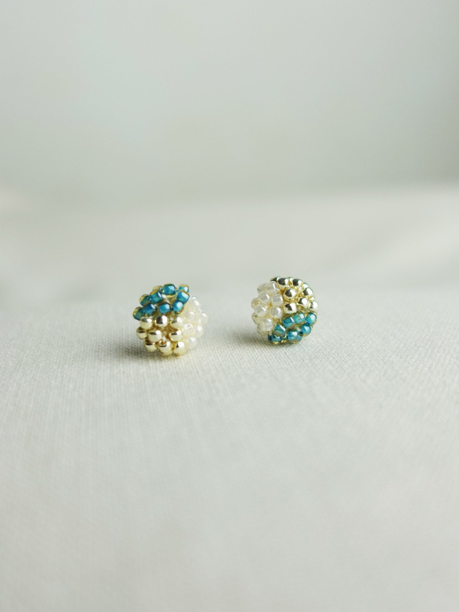 Trio Stud Earrings in Ocean Green Front