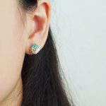 Trio Stud Earrings in Ocean Green Model
