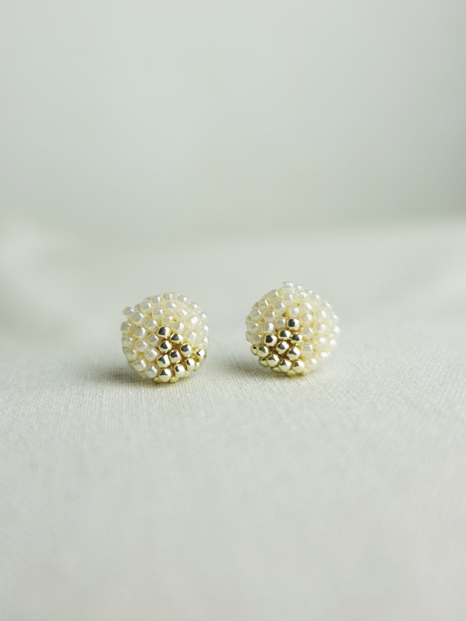Two Ninths Stud Earrings in Ivory Front