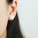 Two Ninths Stud Earrings in Ivory Model