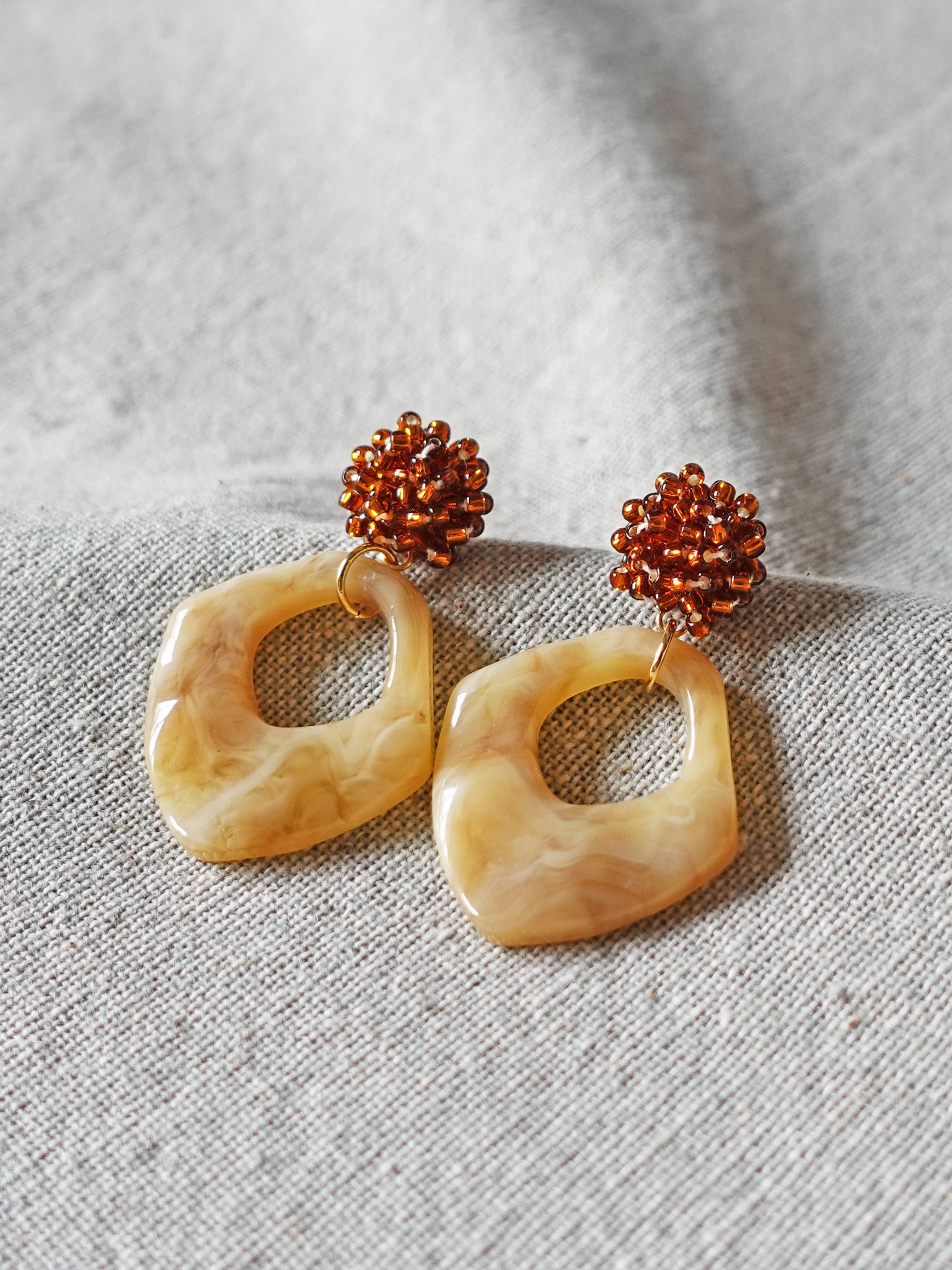 Willow Drop Earrings in Dark Amber Front
