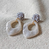 Willow Drop Earrings in Grey Front