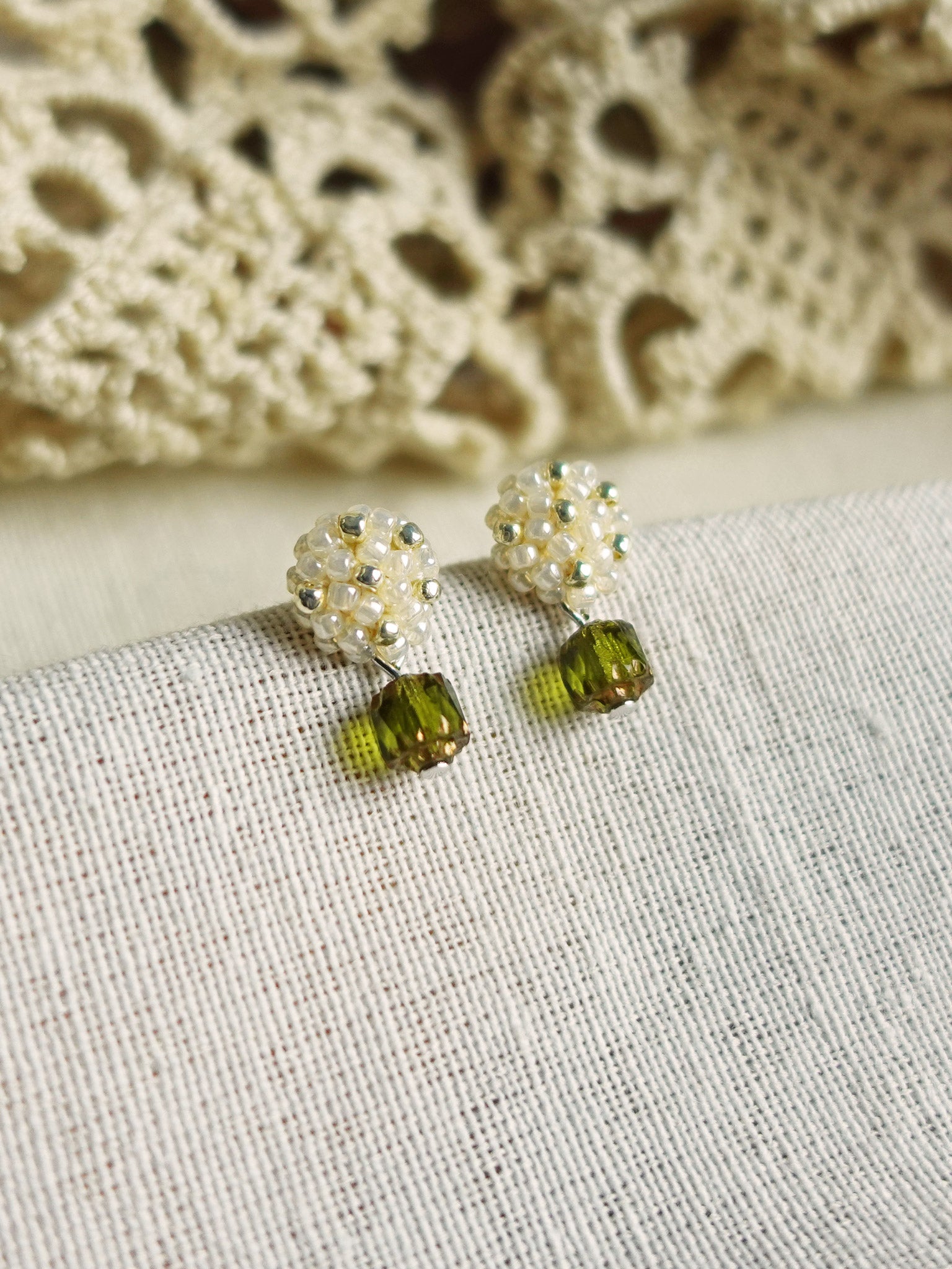 Zia Drop Earrings in Green Left