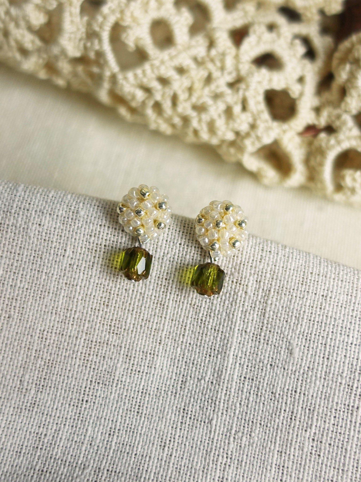 Zia Drop Earrings in Green Right