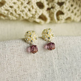 Zia Drop Earrings in Magenta Left