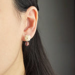 Zia Drop Earrings in Magenta Model