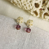Zia Drop Earrings in Magenta Right