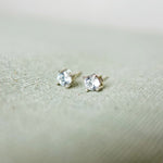Zircon Stud Earrings in White Front