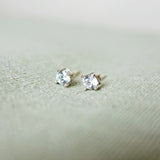 Zircon Stud Earrings in White Front