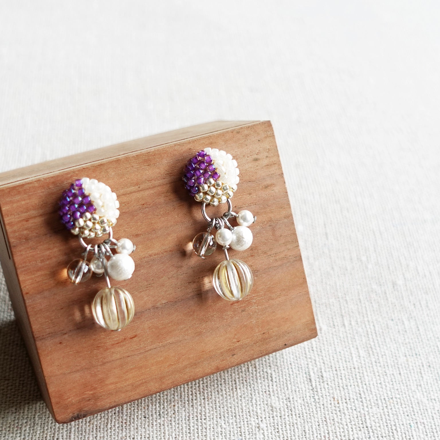Arcadia Trio Earrings in Royal Purple Display Left
