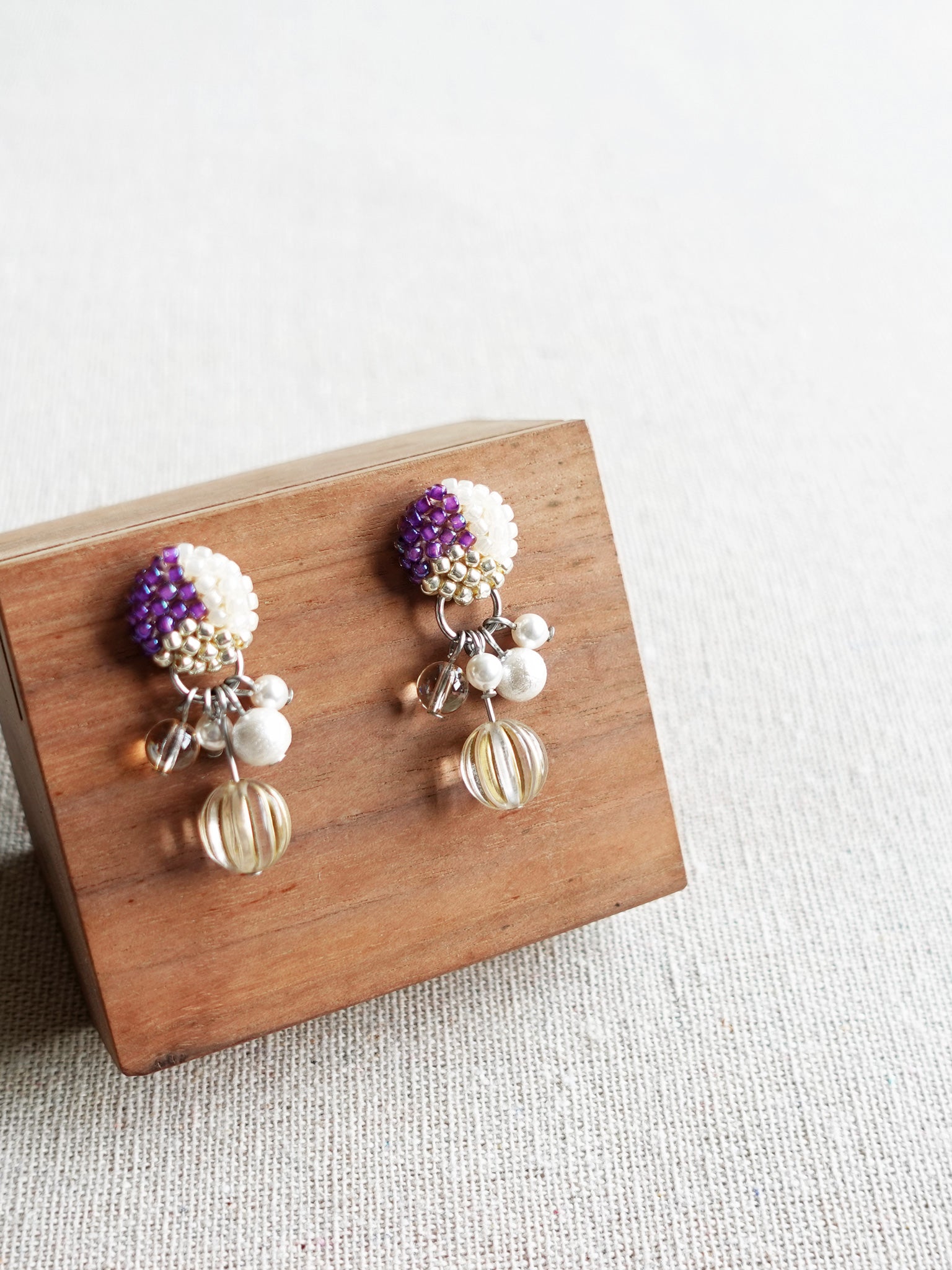 Arcadia Trio Earrings in Royal Purple Display Left