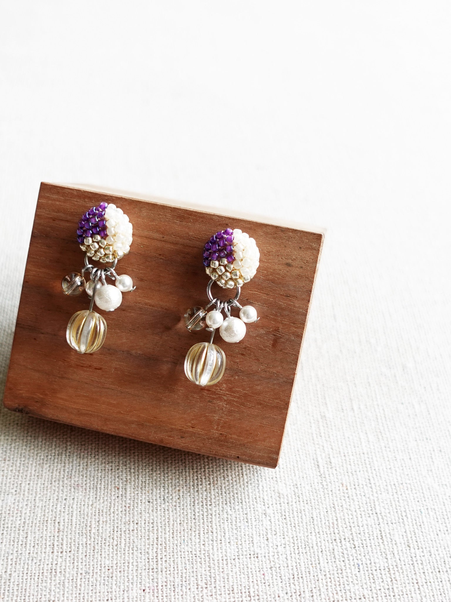 Arcadia Trio Earrings in Royal Purple Display Right