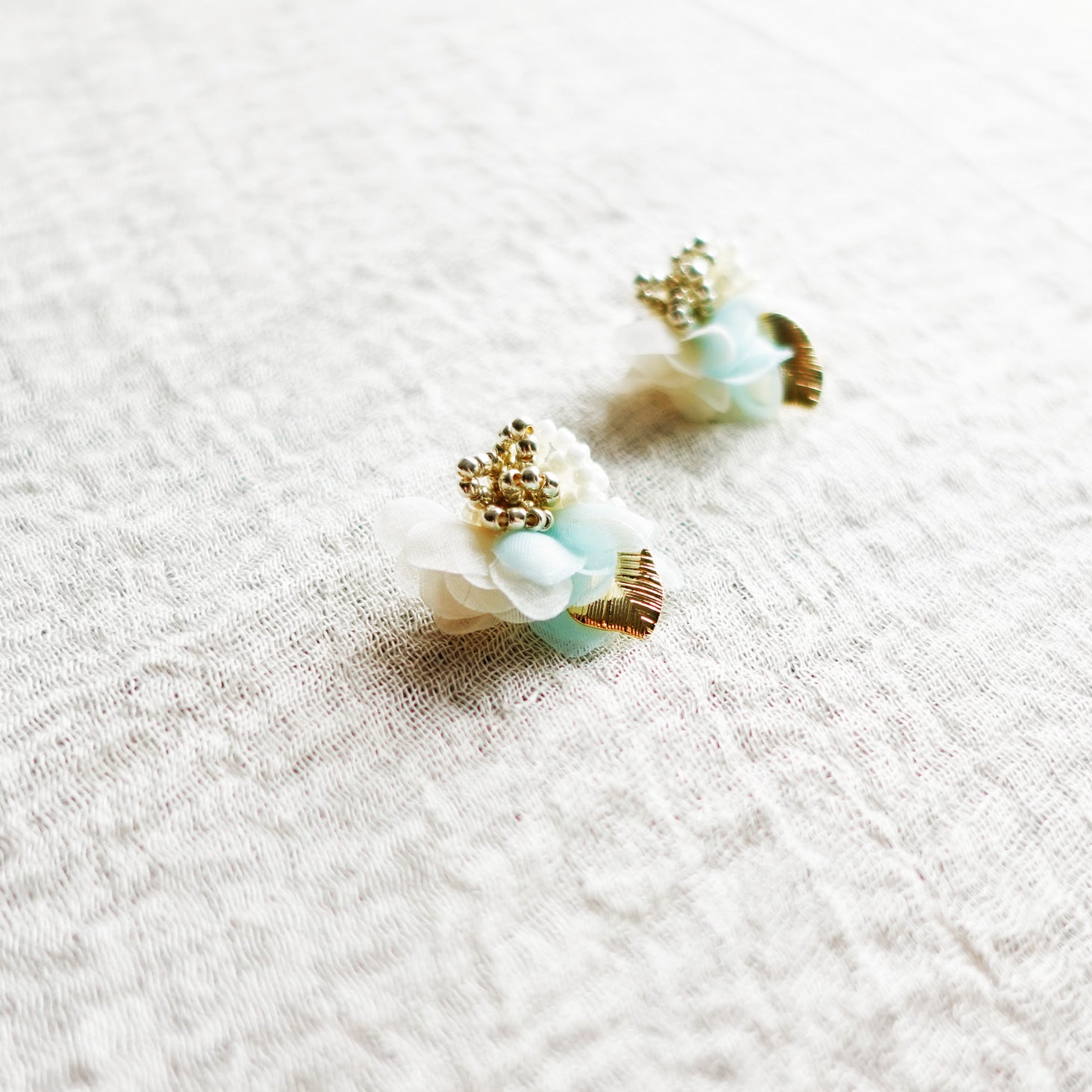 Light Blue Statement Earrings Aurea Bloom Stud