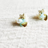 Aurea Bloom Stud Earrings in Light Blue Left Right