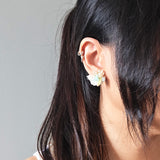 Aurea Bloom Stud Earrings in Light Blue Model