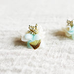 Aurea Bloom Stud Earrings in Light Blue Right Close