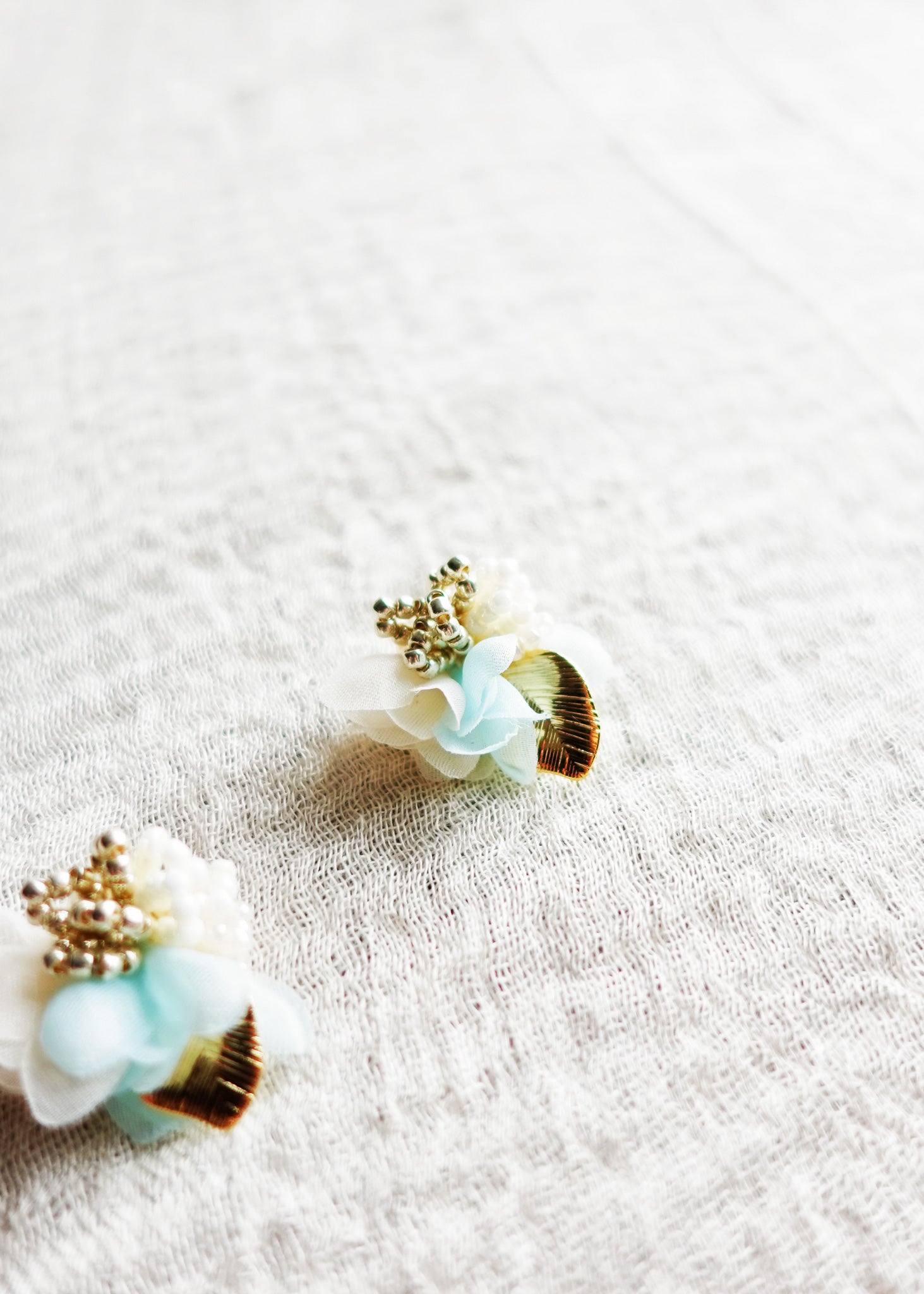 Aurea Bloom Stud Earrings in Light Blue Right Front