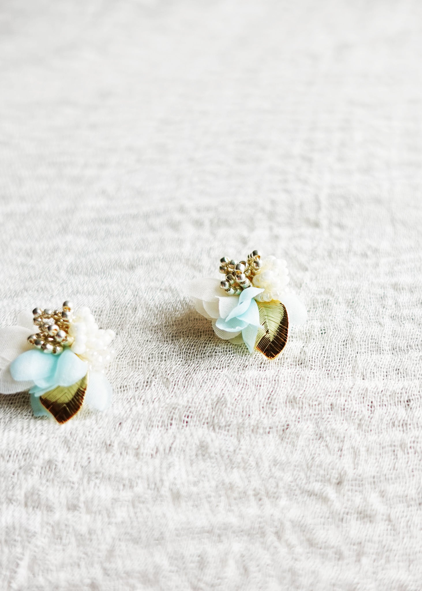 Aurea Bloom Stud Earrings in Light Blue Right Right