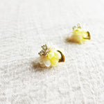 Aurea Bloom Stud Earrings in Yellow Front