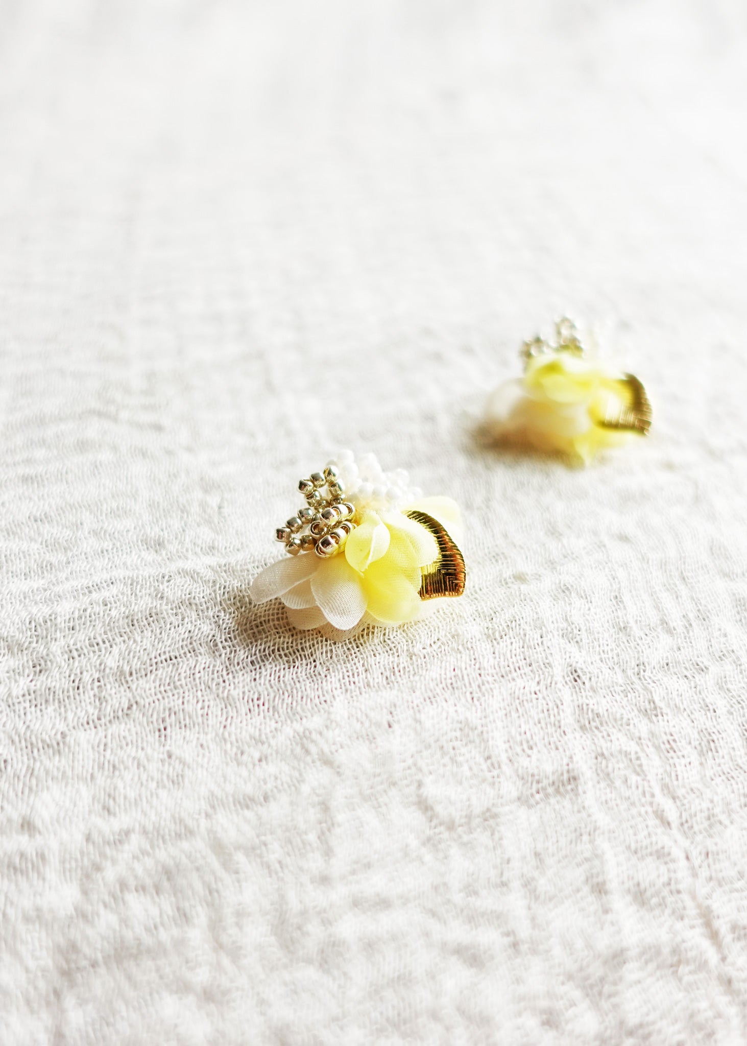 Aurea Bloom Stud Earrings in Yellow Front
