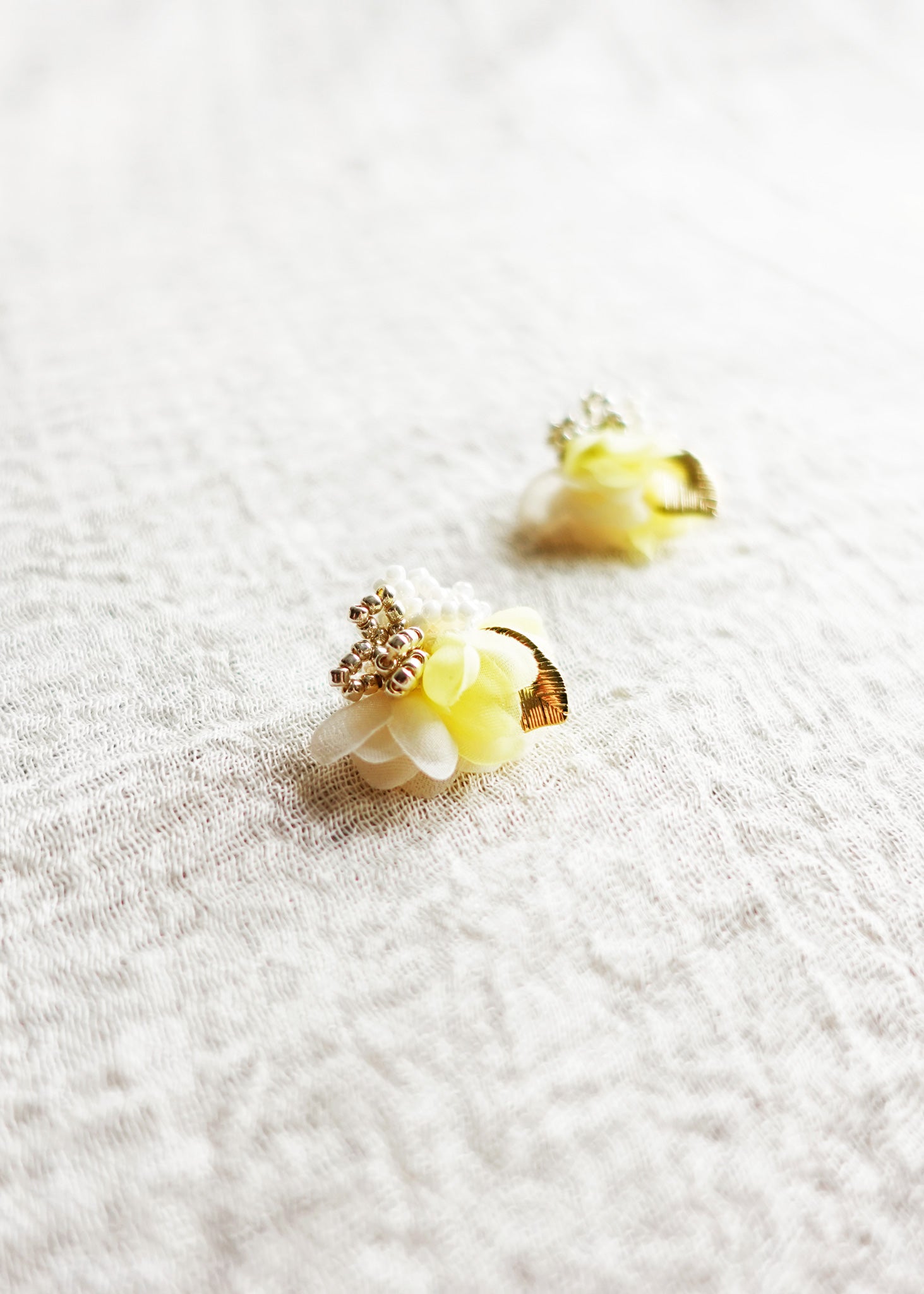 Aurea Bloom Stud Earrings in Yellow Left Close