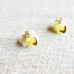 Aurea Bloom Stud Earrings in Yellow Left Right