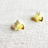 Aurea Bloom Stud Earrings in Yellow Left Right