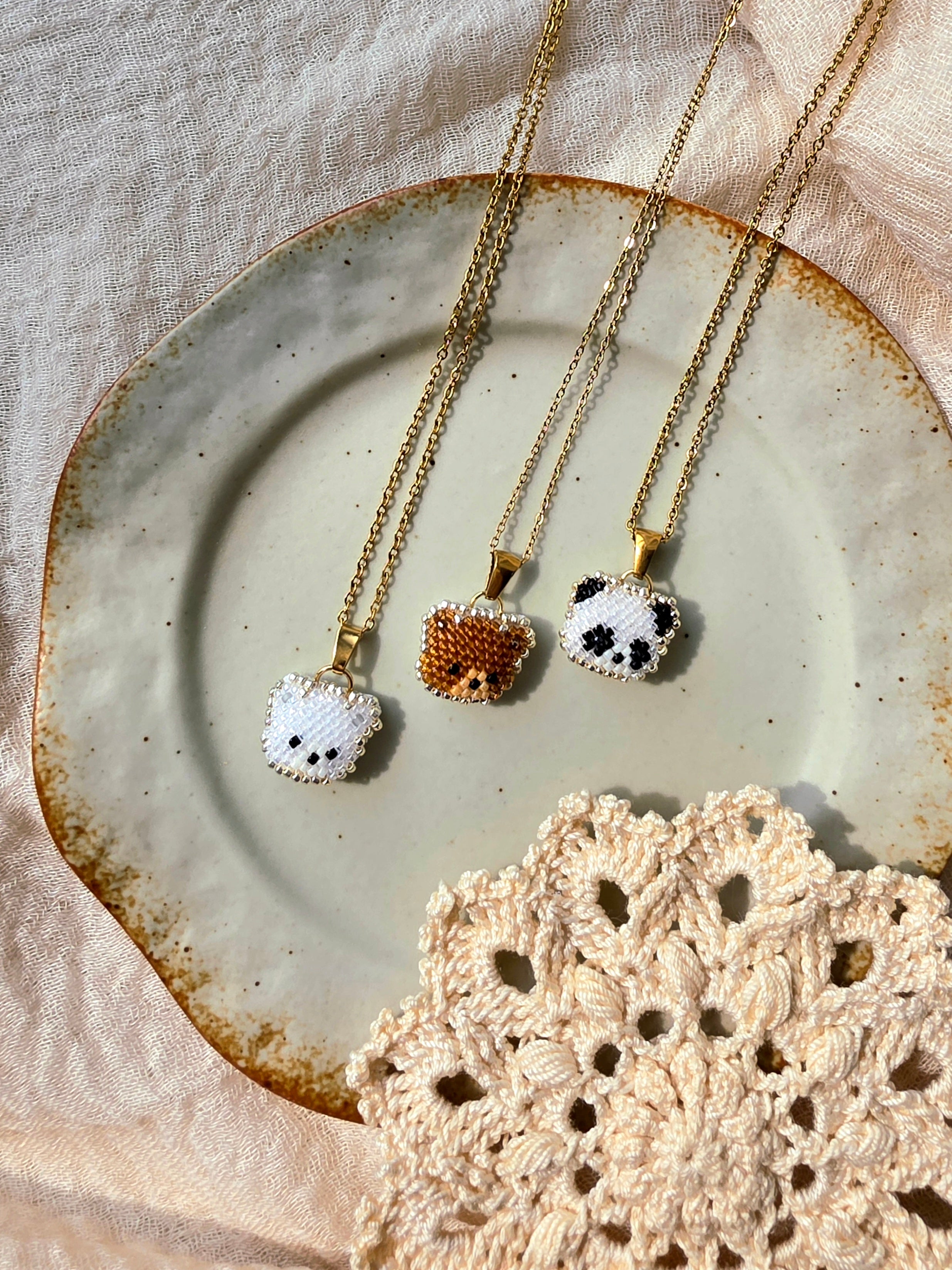 Bears and panda necklaces group