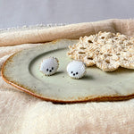 Bichon frise stud earrings front