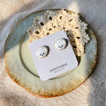 Bichon frise stud earrings on card