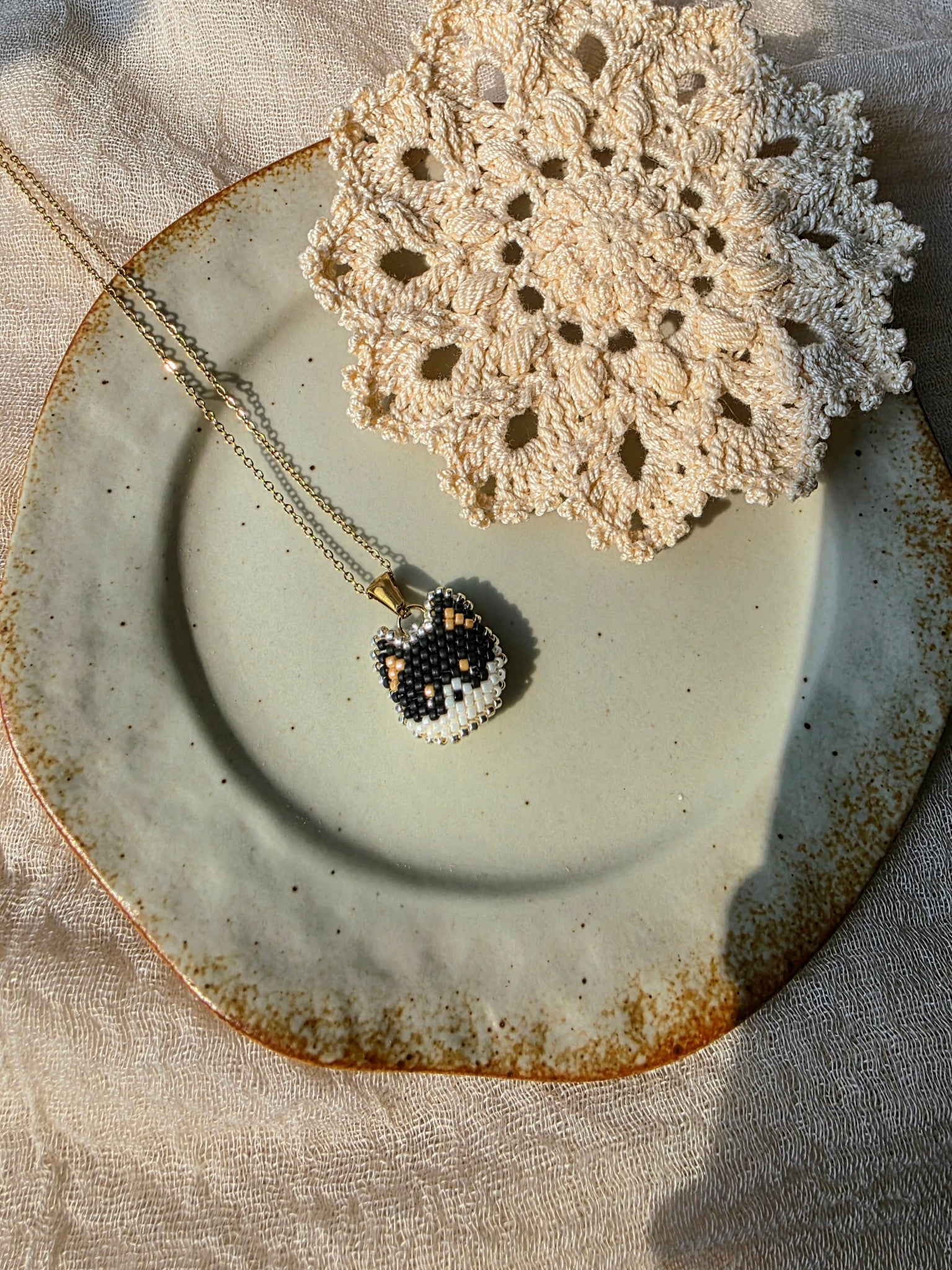 Black shiba inu necklace left