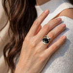 Black shiba inu ring on model