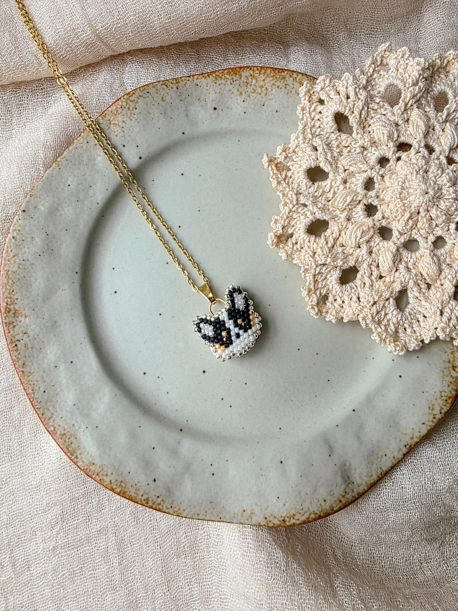 Black welsh corgi necklace left