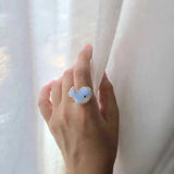 Blue whale ring on model