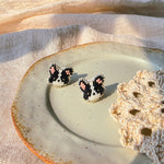 Border collie stud earrings front