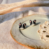 Border collie stud earrings left
