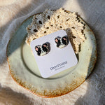 Border collie stud earrings on card